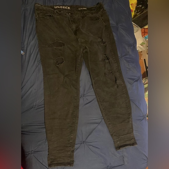 High Waisted distressed plus size 26W Lovesick Skinny Black Jeans EUC - Picture 1 of 8